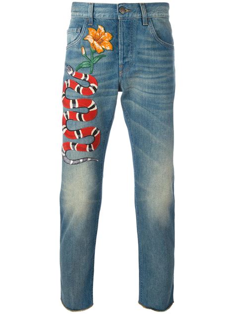 guccie mens skinny jeans for sale|gucci snake jeans men.